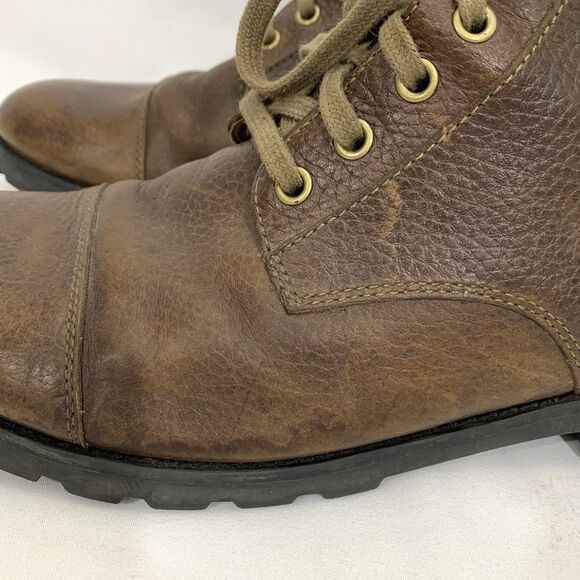 Fossil Pebbled Brown Leather Ankle Lace Up Boots Men Size 11M - Picture 2 of 16